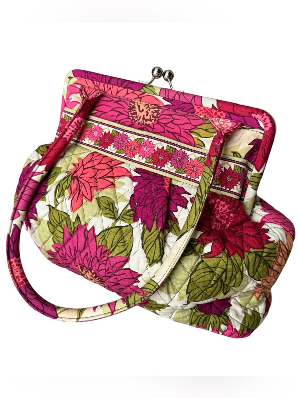 Vera Bradley Frame Handbag in Hello Dahlia - Kisslock Satchel Vintage Floral